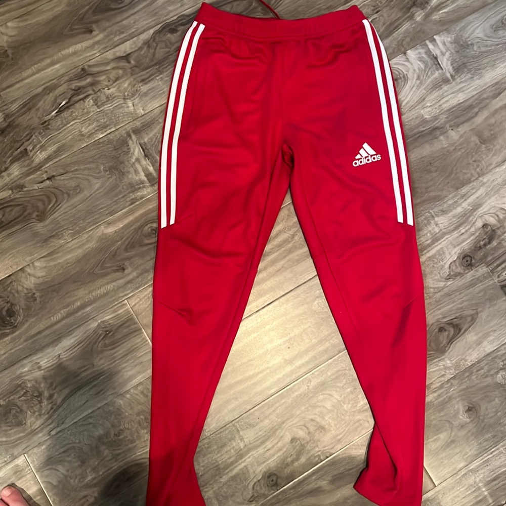 Adidas red track pants